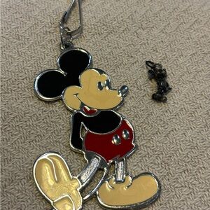 Vintage Disney Mickey Mouse Enamel Keychain + Metal Pendant
